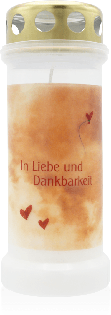 BOLSIUS-Motivkerze "In Liebe und Dankbarkeit", 67/173 mm, Brenndauer ca. 60h, Lieferumfang 3 Stück