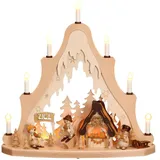 Zeidler Holzkunst GmbH Spitze "Apres Ski mit Schneemännern", Erzgebirge, Weihnachten 7 Kerzen