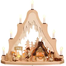 Zeidler Holzkunst GmbH Spitze "Apres Ski mit Schneemännern", Erzgebirge, Weihnachten 7 Kerzen