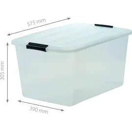 Iris Ohyama Aufbewahrungsbox mit Deckel, 45L, 6er-Set, Transparent, Schnappverschlüsse mit Griffen, Stapelbar, Stark & Langlebig, Für Kleidung, Garage, Zuhause, Büro, Plastikbox, Lagerung TB-45