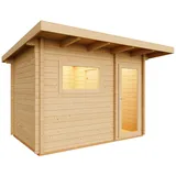 InfraWorld Gartensauna Terra 3A - 70 mm mit Saunafenster 144 x 79,9 cm