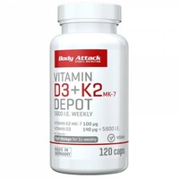 (427,25€/Kg) Body Attack Vitamin D3+K2 MK-7 Depot 120 Caps 51g Mineralien+Bonus