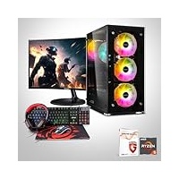 Memory PC Komplett-PC, AMD Ryzen 5 5600G 6X 3.90GHz, 16 GB DDR4 RGB, 1000 GB SSD M.2, Windows 11 Pro 64bit + 24 Zoll + Ultron Hawk Gaming Kit 4in1 Set Bundle