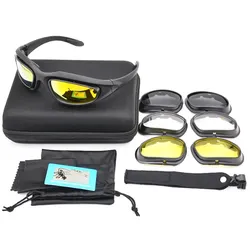 Polarisierte UV400 Taktische Schutzbrille C5 Schießbrille 4 Linsen Kit Outdoor schwarz