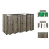 vidaXL Mülltonnenbox Mülltonnenbox für 3 Tonnen Grau 207x80x117 cm Polyrattan Verkleidung grau