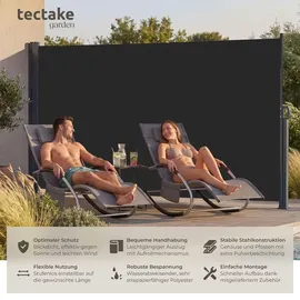 Tectake Aluminium Seitenmarkise 300 x 180 cm Schwarz