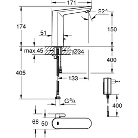 Grohe Eurosmart CE Infrarot-Elektronik Einhandmischer Chrom