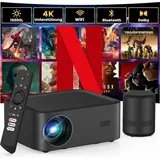 Hopvision Mini -Projektor Netflix Official & Dolby Audio BT Lautsprecher 15000L Video Full HD 1080p, WiFi Bluetooth Portable 4K Home Cinema kompatibel