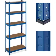 Relaxdays Schwerlastregal, 5 Ebenen, HBT: 180x70x30 cm, 500 kg Tragkraft, Stahl, Lagerregal für Keller & Garage, blau