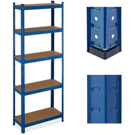 Relaxdays Schwerlastregal, 5 Ebenen, HBT: 180x70x30 cm, 500 kg Tragkraft, Stahl, Lagerregal für Keller & Garage, blau