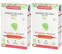 SUPERDIET Ginkgo Biloba, Ampoule, Circulation et Mémoire 2x20 pc(s)