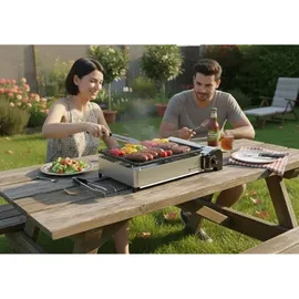 Kemper Smart BBQ tragbarer Gasgrill silber