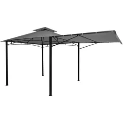 Mendler Pergola HWC-F94, Garten Pavillon, Stahl bewegliche Seitenwand 2,5x2,5m ~ grau