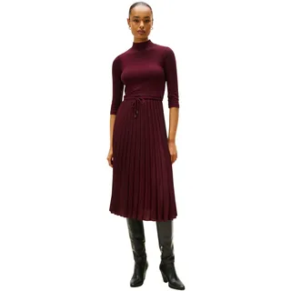 Tommy Hilfiger Damen Kleid Slim Rib Mix Midi-Länge, Rot (Deep Burgundy), L