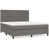 vidaXL Boxspringbett mit Matratze Grau 180x200 cm Kunstleder1466124