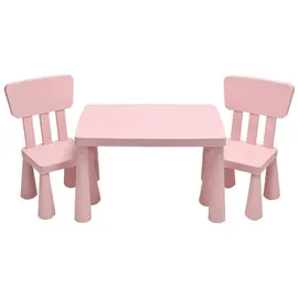 Goplus - Kindersitzgruppe Aus Kunststoff, Kindertisch Mit 2 Stühlen, Stuhl Mit Rückenlehne, Mit Runden Kanten, Einfarbiges Design, Für Kinderzimmer (rosa)