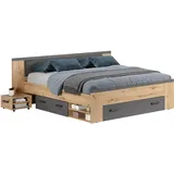 trendteam smart living - Doppelbett - mit 2 Nachttischen und 3 Bettkästen (rollend) - Schlafzimmer - Follow - Aufbaumaße (BxHxT): 230 x 87 x 203 cm - Farbe Artisan Eiche und Matera - 2228297E2