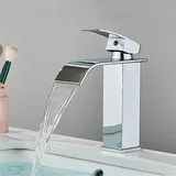 Goldene Waschtischarmatur, Wasserfallauslauf, Brückenmontage, Mischbatterie, Warm- Und Kaltwasser-mischarmatur, Küchenwaschtischarmatur