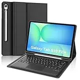 WAVATA Tastatur für Samsung Galaxy Tab S10 FE+ Plus 13.1 Zoll 2025 mit Touchpad, Hülle mit Tastatur für Tab S10 FE Plus Magnetische Abnehmbar Bluetooth QWERTZ Layout, Schwarz