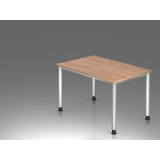 HAMMERBACHER höhenverstellbarer Schreibtisch nussbaum rechteckig, 4-Fuß-Gestell silber 120,0 x 80,0 cm