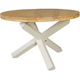 FineBuy Esstisch rund Ø 120 cm Akazie braun/weiß
