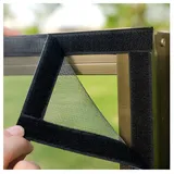 Katzennetz Fenster für Balkon Ohne Bohren Edelstahl, Katzensichere Fliegengitter Metall mit Klettband, Fenstergitter Insektenschutz Langlebig, Insektenschutz Fenster Robuste (Color : Gray Mesh Black