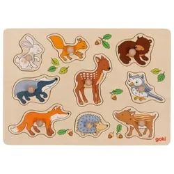 GOKI 57387 Steckpuzzle Waldtiere