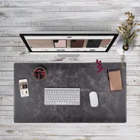 Solo Pelle Hochwertige Schreibtischunterlage Leder für Bürotisch - handgefertigte Schreibunterlage aus Leder - Edel Schreibtisch Unterlage (Steingrau, 48cm x 90cm)