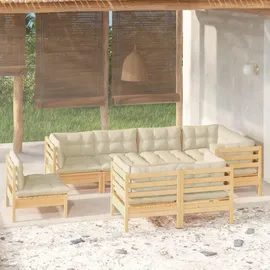 vidaXL Garten-Lounge-Set 8-tlg. creme Massivholz Kiefer
