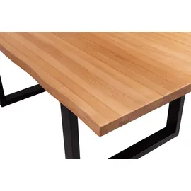 Krok Wood Esstisch Dublin aus Massivholz in Buche mit Metallbein 180x90x75 cm - Naturbelassen