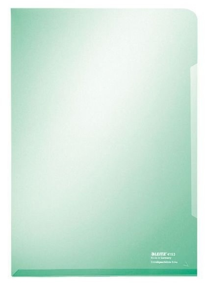 Sichthülle A4, grün, Kantenklebung, oben und rechts offen, dokumentenecht, PVC, glasklar, Folienstärke: 0,15mm, Inhalt: 100 Stück
