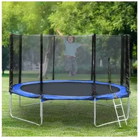 HomeMiYN Gartentrampolin Trampolin Outdoor Ø183/244/305/366cm Sicherheitsnetz Kindertrampolin, Schutzrand schwarz,mit sicherheisnetz blau