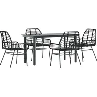 vidaXL 5-teiliges Garten-Esszimmerset aus schwarzem Polyrattanglas