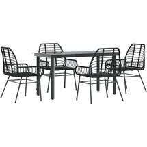 vidaXL 5-teiliges Garten-Esszimmerset aus schwarzem Polyrattanglas