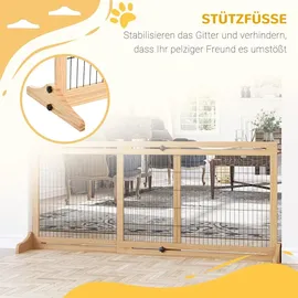 PawHut Hunde Absperrgitter Holz verstellbar 104-183 x 36 x 69 cm Braun
