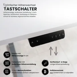 bümö Schreibtisch elektrisch Lite Asteiche braun / Weiß