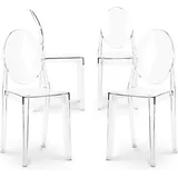 Privatefloor - 4er-Pack Esszimmerstühle Transparent - Victoria Queen Transparent