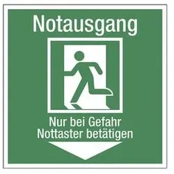 LimarLite Rettungszeichen »Notausgang - Nur bei Gefahr Nottaster betätigen« 15 x 15 cm Fol, 15x15 cm