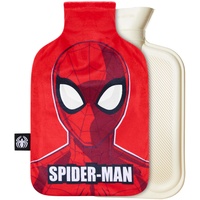 Marvel Wärmflasche mit Vlies Bezug- Wärmflasche Lang Mit 1,7 oder 2 Liter - Kuschel Wärmflasche für Frauen (Rot Spiderman)