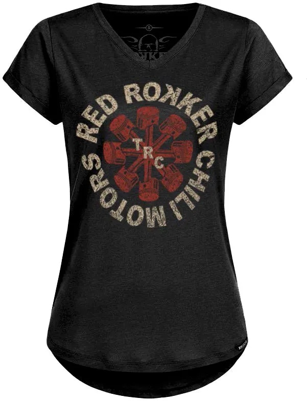 Rokker Anthony, t-shirt femmes - Noir/Gris/Rouge - XL