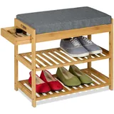 Relaxdays Schuhbank 49 x 55 x 30 cm grau / natur