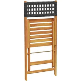 vidaXL 3-tlg. Bistro-Set Schwarz Poly Rattan und Massivholz