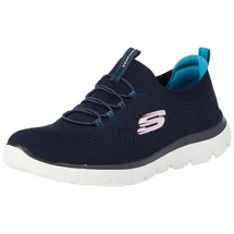 SKECHERS Summits Top Player Damen Sneaker, Navy Knit Teal Pink Trim, 40 EU