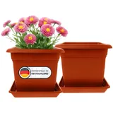 2friends Pflanzkübel Groß Außen Terracotta Kunststoff 2er Set- Blumentopf 40x40 für Draußen, Robuste Blumenkübel Gross Aussen, Ideal für Garten & Terrasse