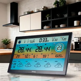 ideoon WLAN Funk Wetterstation mit XXL-Farb-Display Schwarz