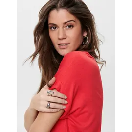 Only T-Shirt ONLMOSTER – Kurzarmshirt mit Aufschlag und klassischem Look Viskosemischung, regular fit rot XS (34)