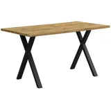 Okwish Esstisch 80 x 76 x 140 cm Eiche/braun/schwarz