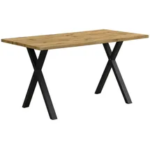 Okwish Esstisch 80 x 76 x 140 cm Eiche/braun/schwarz
