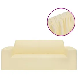 vidaXL Sofahusse Stretch Creme 2-Sitzer 100% Polyester