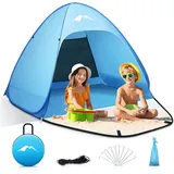 Pop Up Strandmuschel UV-Schutz 50+ 1-3/2-4 Personen leicht kompakt Outdoor-Zelt